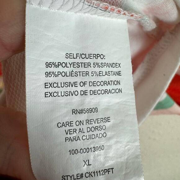 Copper Key Striped Teal Coral Long Sleeve Top Gold Heart Stretch Girl's Size XL - Picture 5 of 6